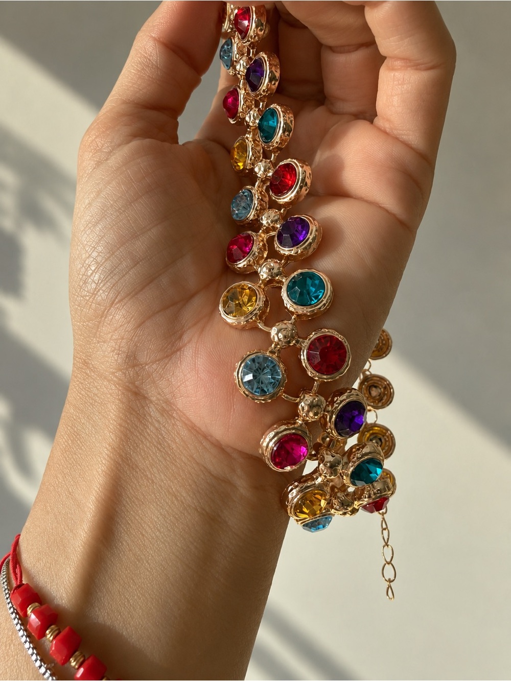 Multicolor Crystal Statement Chunky Necklace and Earring Set - Picture 5 of 5